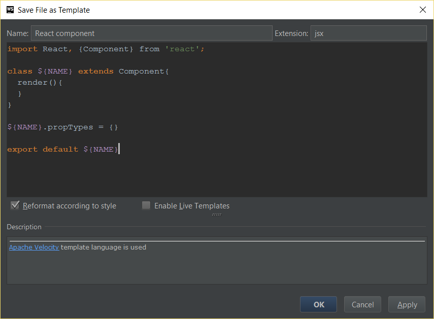 react native snippets webstorm